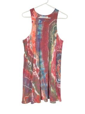 Free People Tie Dye Dress Tunic Womens Size Large Custom Handmade Mini OOAK Top